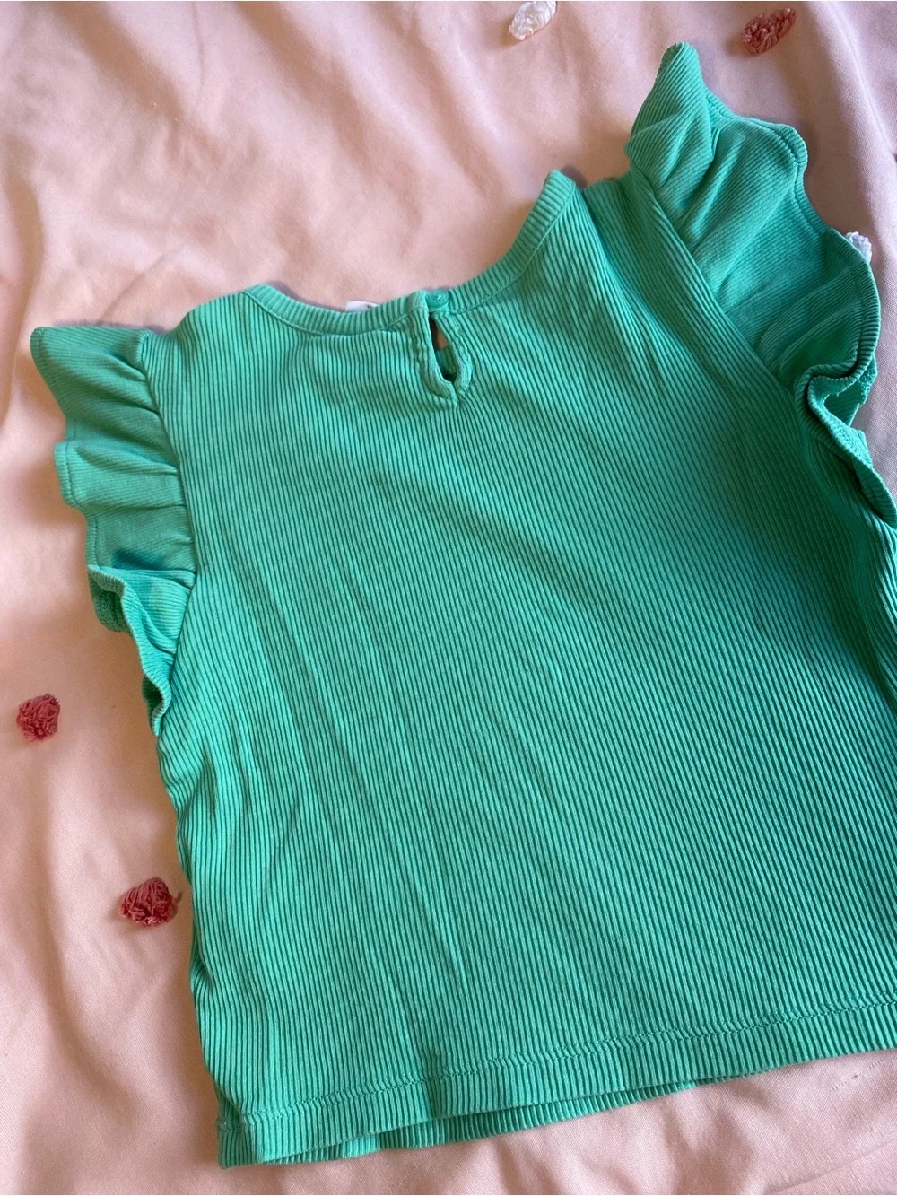 GAP Girls Green Polka Dot Tee + Mint Ribbed Flutter Sleeve Tee